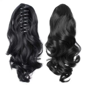 Body wave claw clip in ponytail